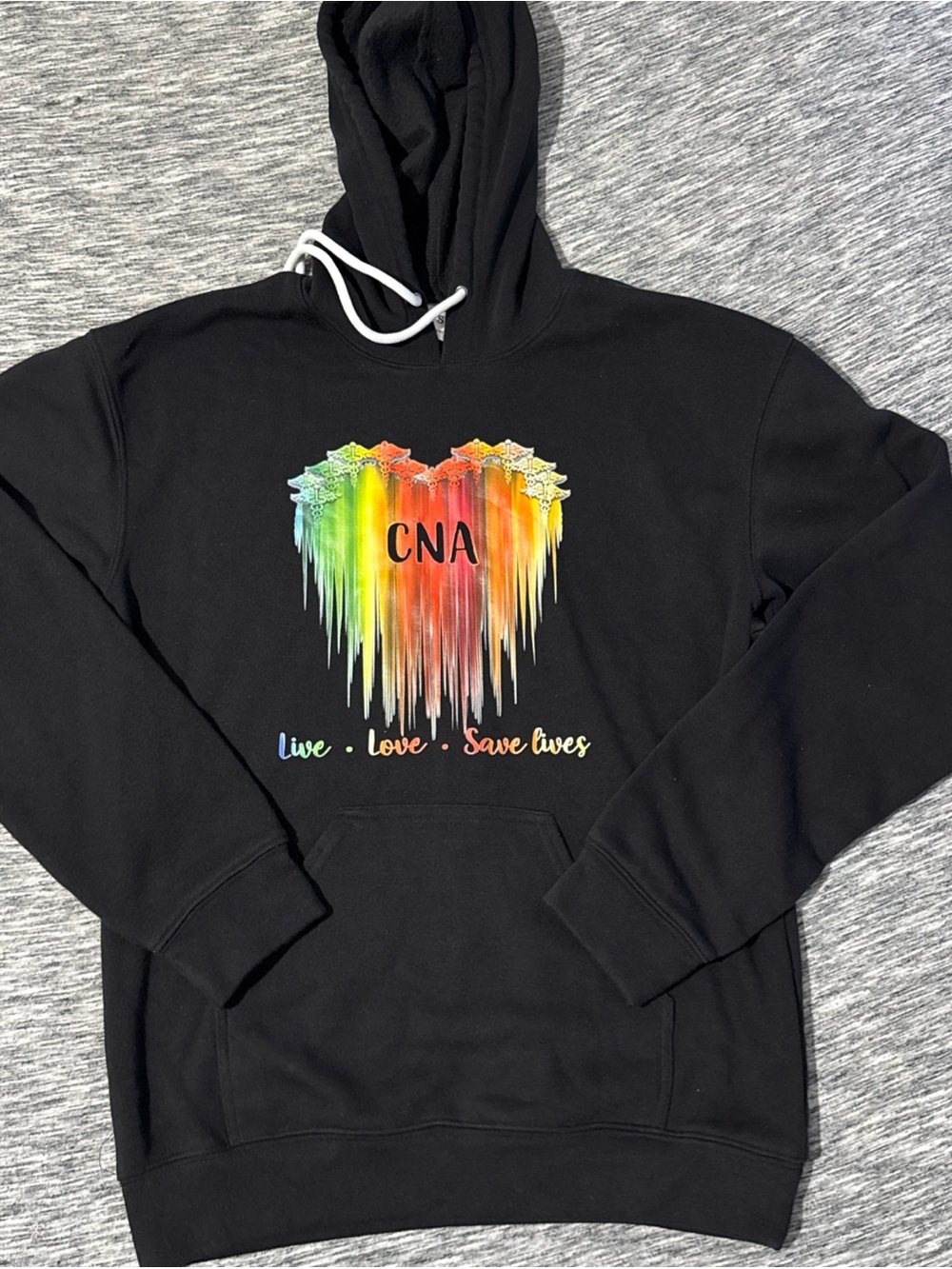 CNA Rainbow Heart Black Pullover Hoodie
